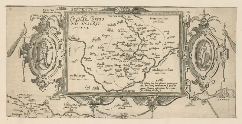 Cartouche met kaart van Crema Wall Art by Abraham Ortelius - High-Resolution Digital Print