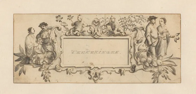 Cartouche met oosterse figuren en florale motieven Wall Art by Pieter Jansz - High-Resolution Digital Print