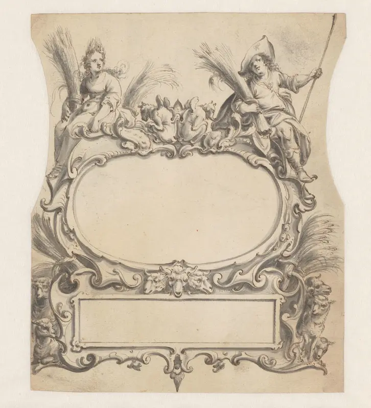 Cartouche met ovaal en vierkant compartiment Wall Art by Pieter Jansz - High-Resolution Digital Print