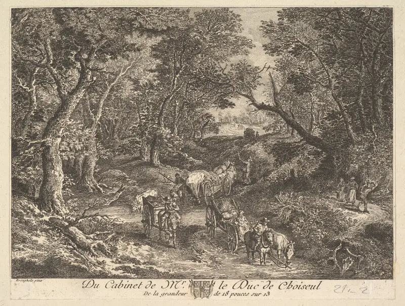 Carts on a Path through the Woods after a painting in the collection of the Duc de Choiseul Wall Art by Anonymous, French, 18th century - High-Resolution Digital Print