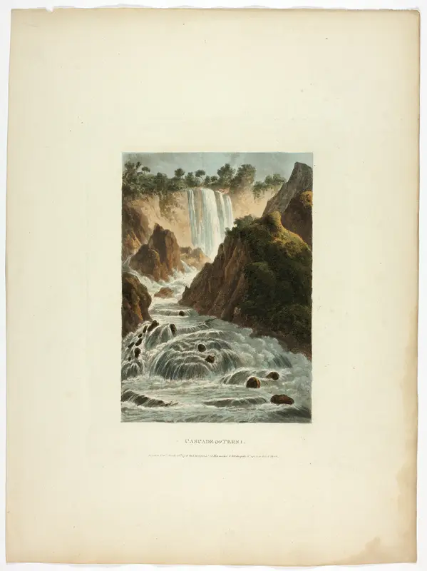 Cascade of Terni, plate fourteen from the Ruins of Rome Wall Art by M. Dubourg - High-Resolution Digital Print