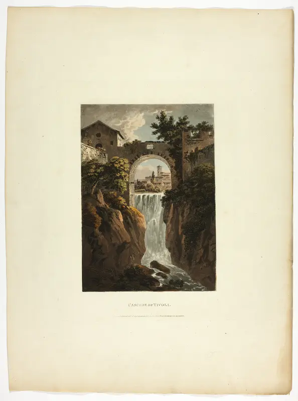 Cascade of Tivoli, plate thirty-nine from the Ruins of Rome Wall Art by M. Dubourg - High-Resolution Digital Print