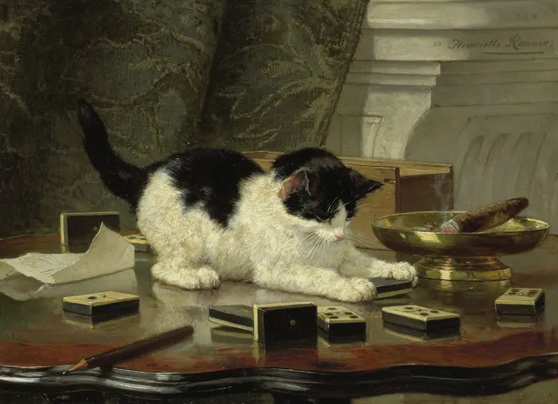 Cat at Play Wall Art by Unknown - High-Resolution Digital Print
