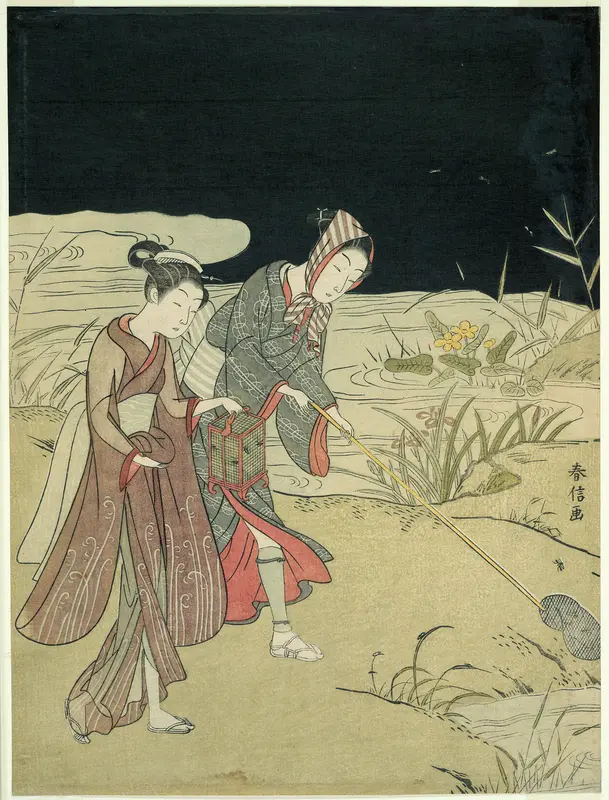 Catching Fireflies Wall Art by Suzuki Harunobu - High-Resolution Digital Print