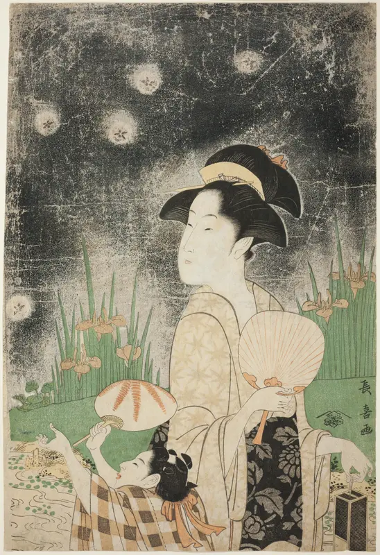 Catching Fireflies Wall Art by Eishosai Choki - High-Resolution Digital Print
