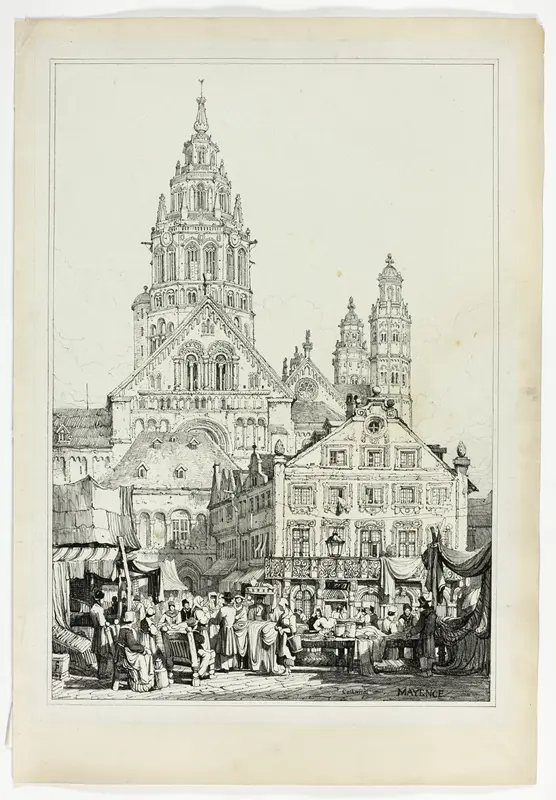 Cathedral at Mayence, from Facsimiles of Sketches made in Flanders and Germany