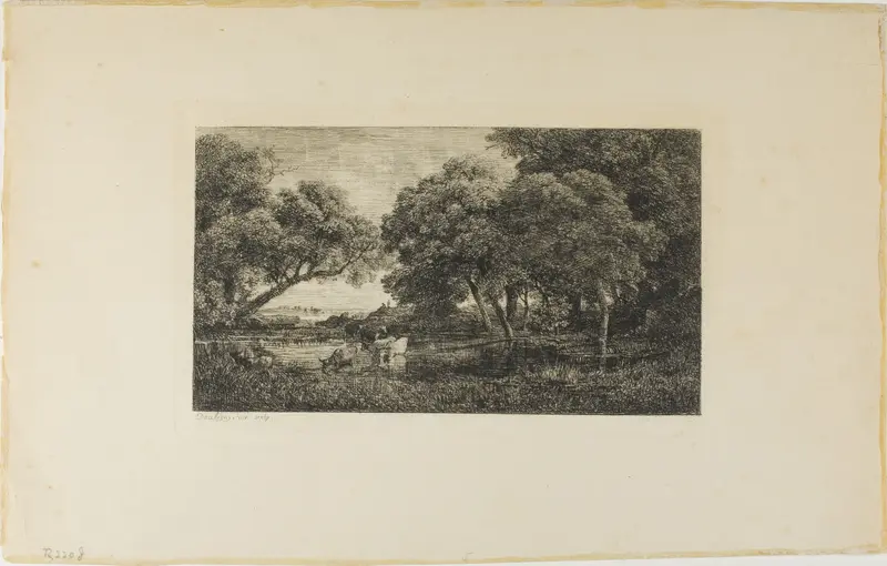 Cattle by a Pool Wall Art by Charles François Daubigny - High-Resolution Digital Print
