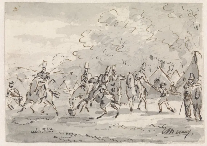 Cavalerie bij tentenkamp Wall Art by Gerardus Emaus de Micault - High-Resolution Digital Print