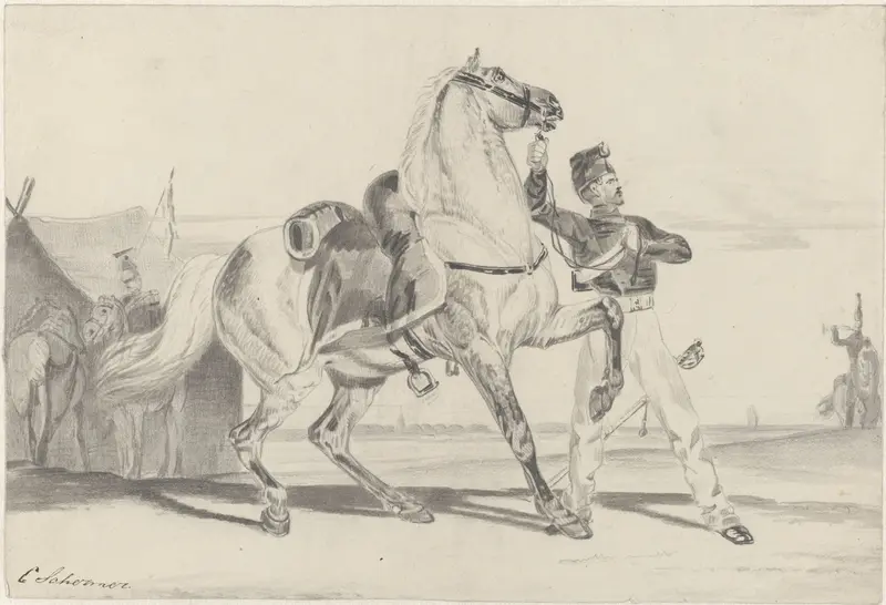 Cavaleriepaard en een lancier Wall Art by Cornelis Albertus Johannes Schermer - High-Resolution Digital Print