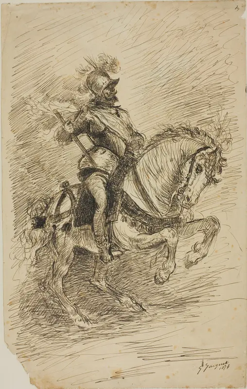 Cavalier on Horseback Wall Art by Jules Jacquet - High-Resolution Digital Print