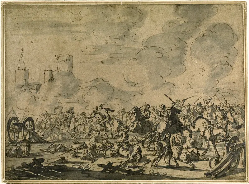 Cavalry and Artillery Battle Wall Art by Imitator of Jacques Courtois - High-Resolution Digital Print