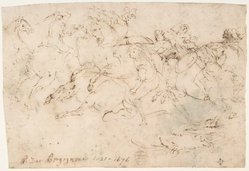 Cavalry Engagement (recto); Concert of Angels (verso) Wall Art by Francesco Allegrini - High-Resolution Digital Print