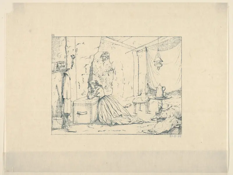 Cave Life in Vicksburg during the Seige (from Confederate War Etchings) Wall Art by Adalbert John Volck - High-Resolution Digital Print