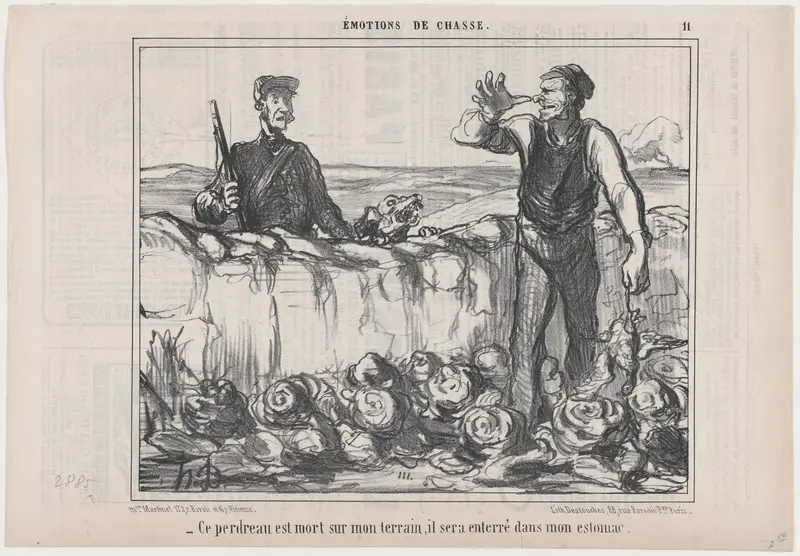Ce perdreau est mort sur mon terrain..., from "Émotions de Chasse" Wall Art by Honoré Daumier - High-Resolution Digital Print