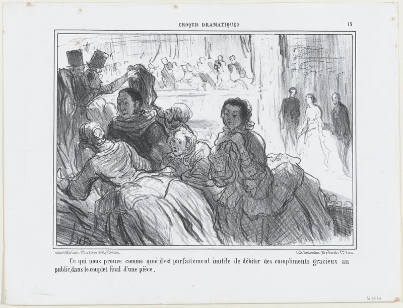 Ce qui nous prouve comme quoi il est... inutile..., from Croquis Dramatiques, published in Le Charivari, May 23, 1857 Wall Art by Honoré Daumier - High-Resolution Digital Print