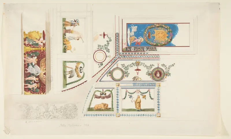 Ceiling, Cove, and Wall Decorations of the "Guilio Romano" Room, Villa Madama Wall Art by Anonymous, French, 19th century - High-Resolution Digital Print