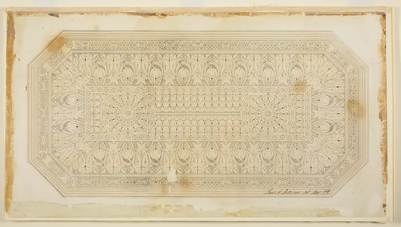 Ceiling Design with Peacock Motif Wall Art by Louis H. Sullivan - High-Resolution Digital Print