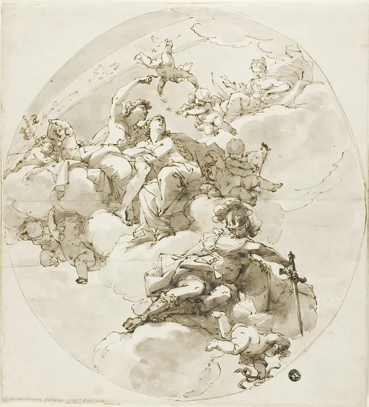 Ceiling with Bacchus, Ariadne, Diana and Minerva Wall Art by Filippo Pedrini - High-Resolution Digital Print