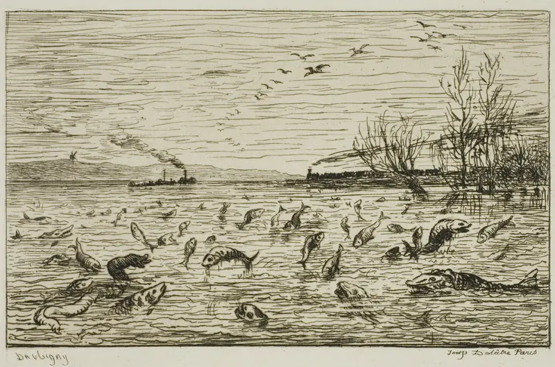Celebration of the Fish on the Departure of the Ship's Boy (The Fish) Wall Art by Charles François Daubigny - High-Resolution Digital Print
