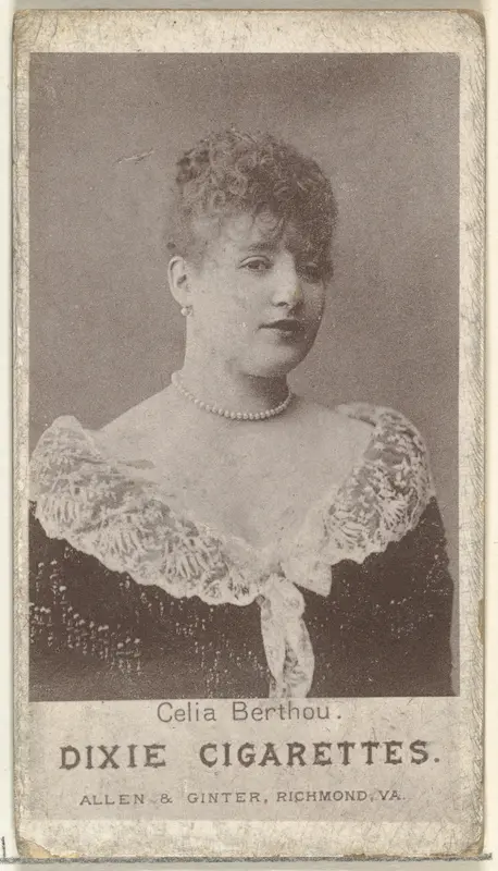 Celia Berthou, from the Actresses series (N67) promoting Dixie Cigarettes for Allen & Ginter brand tobacco products Wall Art by Allen & Ginter - High-Resolution Digital Print