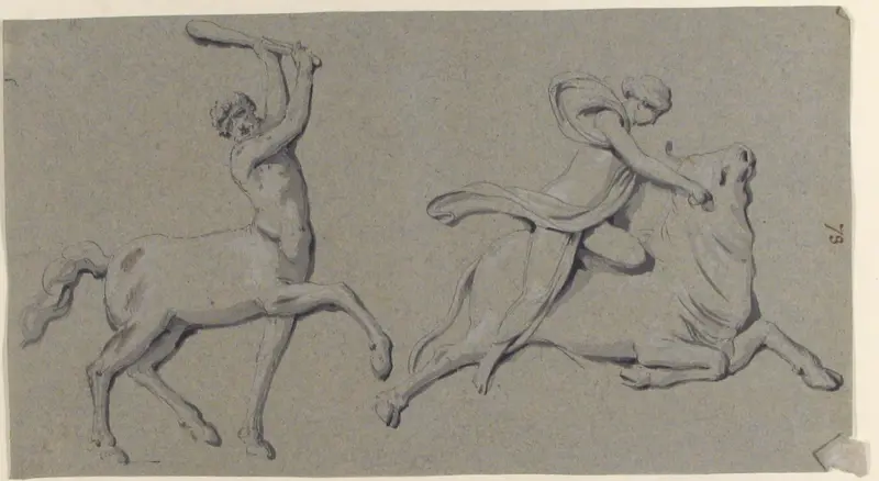 Centaur with Club and Maiden on Bull Wall Art by Anonymous, French, 18th century - High-Resolution Digital Print