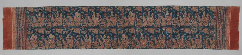 Ceremonial Textile Decorated with Female Courtesans with Attendants and Parrots Wall Art by Unknown - High-Resolution Digital Print
