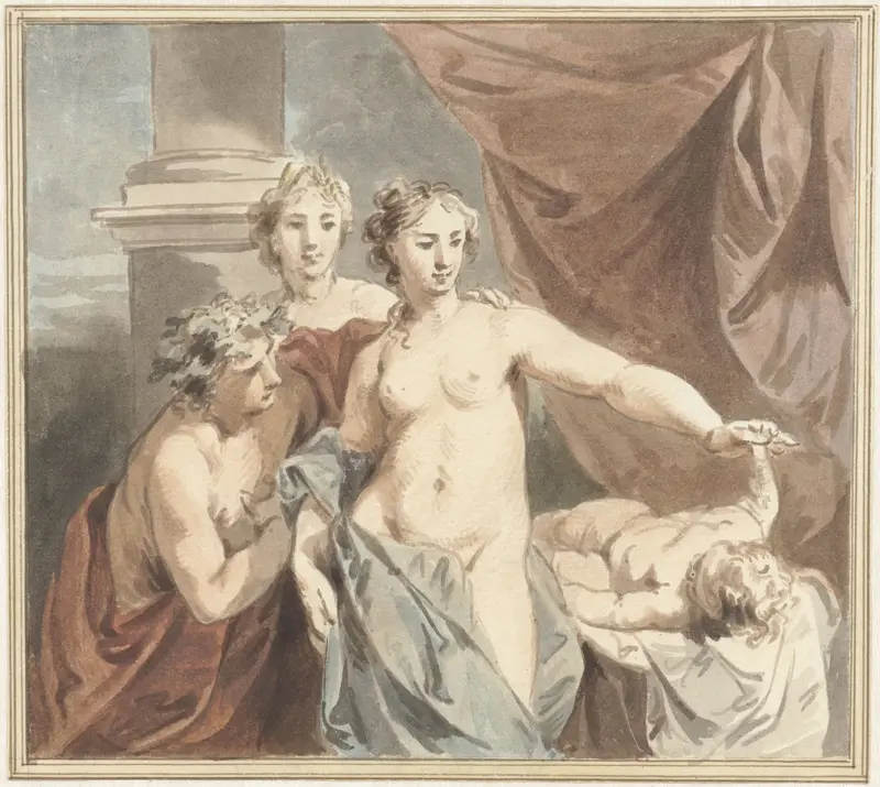 Ceres, Venus, Bacchus en slapende Amor Wall Art by Jacob de Wit - High-Resolution Digital Print