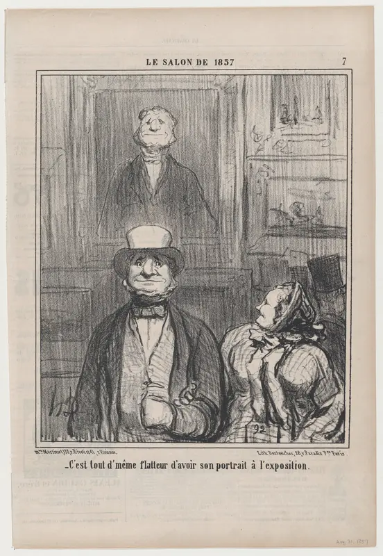 C'est tout d'même flatteur d'avoir son portrait à l'exposition, from Le Salon de 1857, published in Le Charivari, August 31, 1857 Wall Art by Honoré Daumier - High-Resolution Digital Print