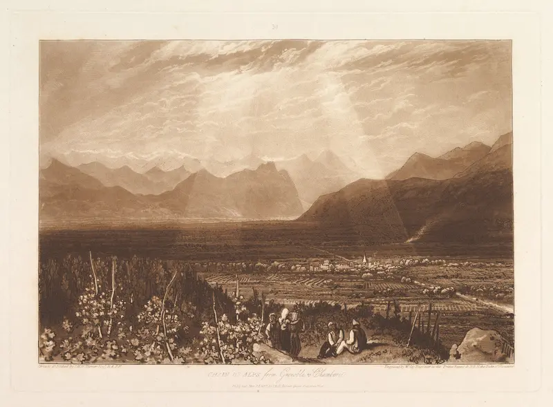 Chain of Alps from Grenoble to Chamberi, part X, plate 49 from "Liber Studiorum" Wall Art by Joseph Mallord William Turner - High-Resolution Digital Print