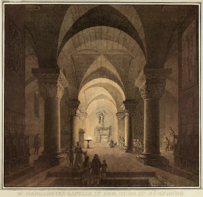 Chapel of Saint Margaret in the City of Nuremberg, from Collection of Memorable Medieval Buildings in Germany Wall Art by Domenico Quaglio - High-Resolution Digital Print