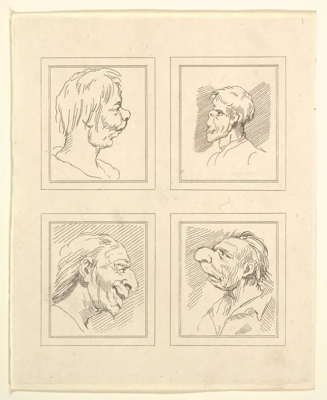 Characaturas by Leonardo da Vinci from Drawings by Wincelslaus (sic) Hollar out of the/ Portland Museum, published as the act directs Nov. 1. 1786 by/ John Clarke. N. 291 Strand, Price 15 in Boards Wall Art by Wenceslaus Hollar - High-Resolution Digital Print