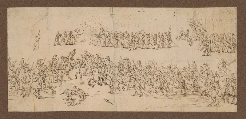 Charges van voetvolk en ruiterij Wall Art by Jacques Callot - High-Resolution Digital Print