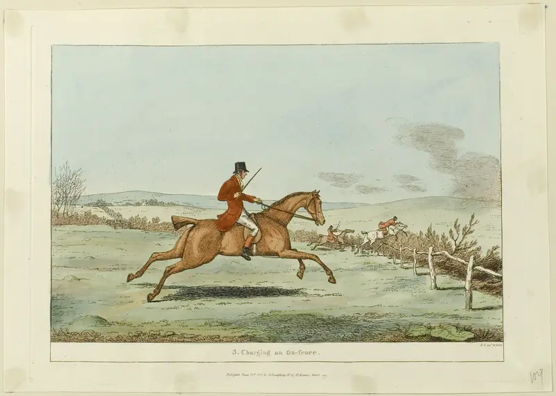 Charging an Ox-fence, plate three from Indispensable Accomplishments Wall Art by Sir Robert Frankland - High-Resolution Digital Print