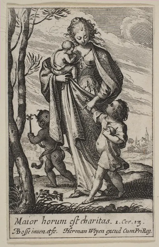 Charity, from "The Virtues" (Les Vertus) Wall Art by Abraham Bosse - High-Resolution Digital Print