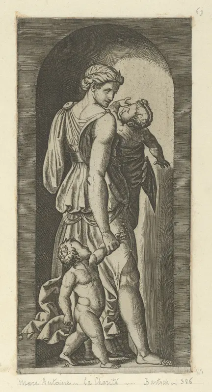 Charity personified by a woman with two childen, from "The Virtues"