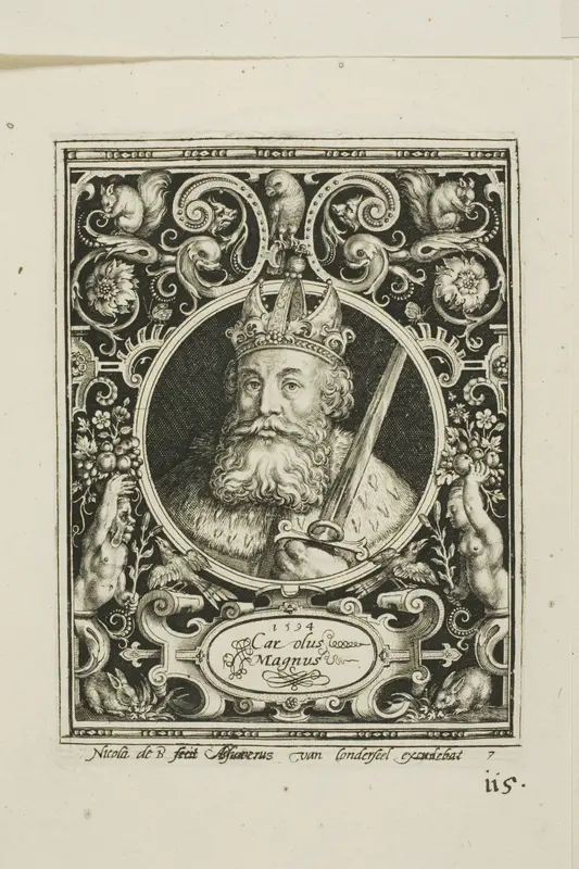 Charlemagne, plate seven from The Nine Worthies Wall Art by Nicolaes de Bruyn - High-Resolution Digital Print