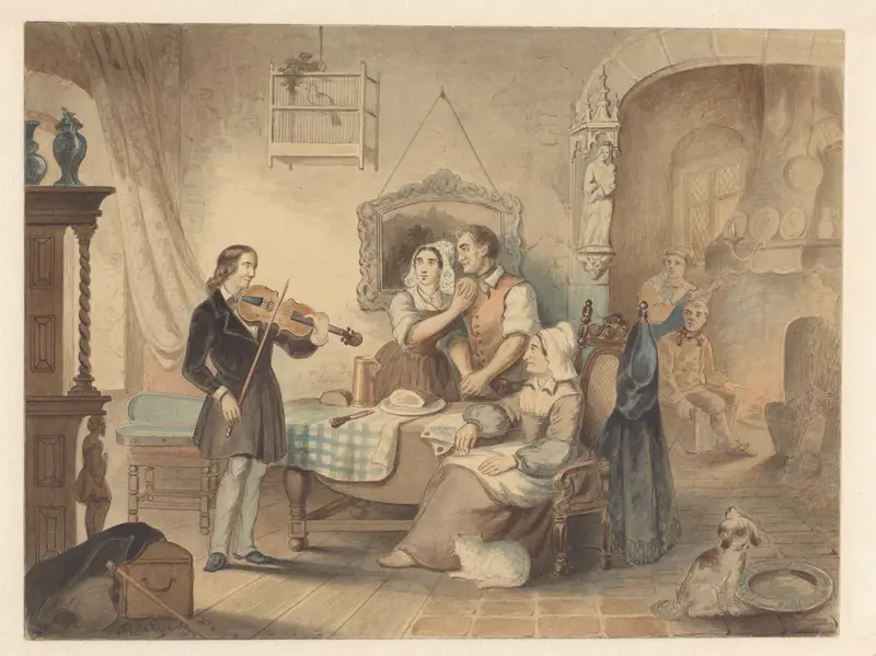 Charles Auguste de Bériot speelt viool voor een gezelschap Wall Art by Unknown - High-Resolution Digital Print