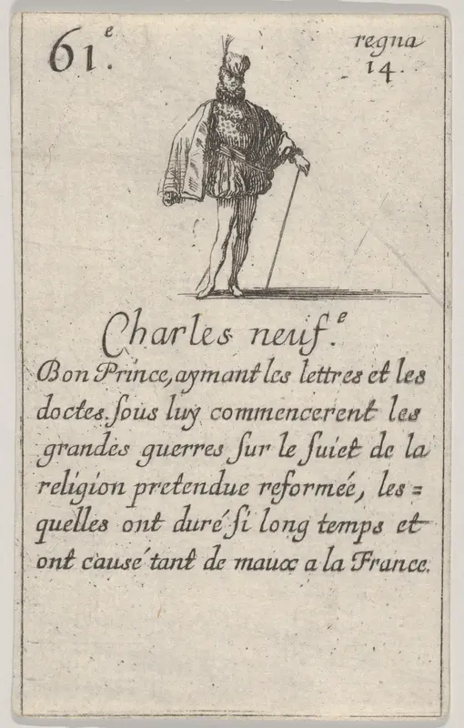 Charles neuf.-e / Bon Prince..., from "Game of the Kings of France" (Jeu des Rois de France) Wall Art by Stefano della Bella - High-Resolution Digital Print