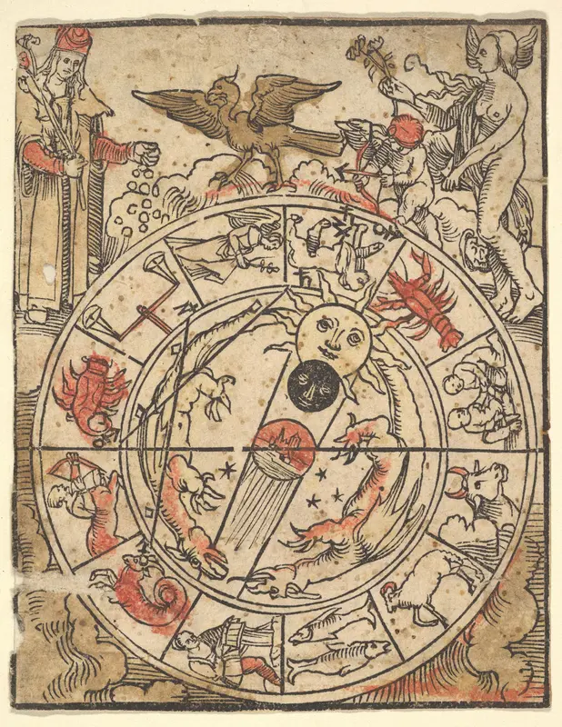 Chart of the Signs of the Zodiac with Venus, Cupid, and a Bishop Saint Wall Art by Hans Baldung (called Hans Baldung Grien) - High-Resolution Digital Print