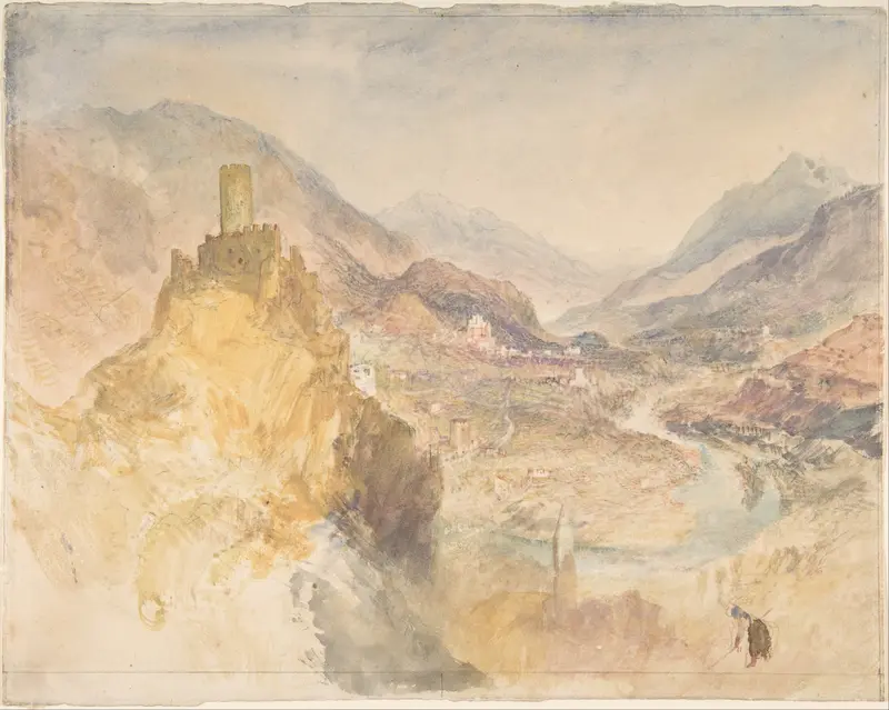 Chatel Argent and the Val d'Aosta from above Villeneuve Wall Art by Joseph Mallord William Turner - High-Resolution Digital Print