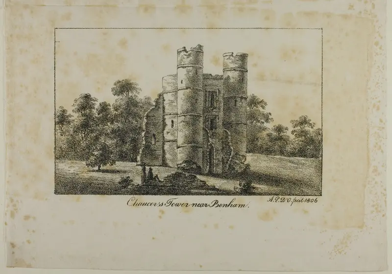 Chaucer's Tower Near Benham Wall Art by Antoine Philippe d'Orléans - High-Resolution Digital Print