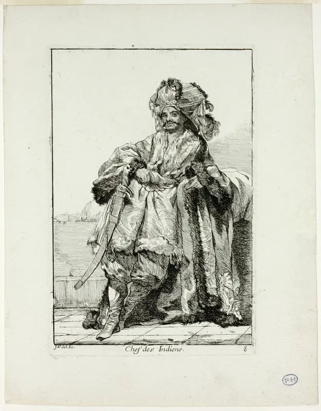 Chef des Indiens, plate eight from Caravanne du Sultan à la Mecque