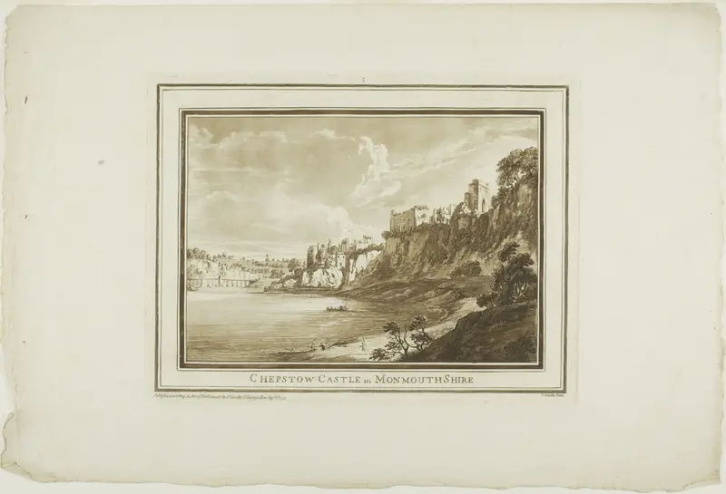 Chepstow Castle in Monmouth Shire, plate one from Twelve Views in South Wales Wall Art by Paul Sandby - High-Resolution Digital Print