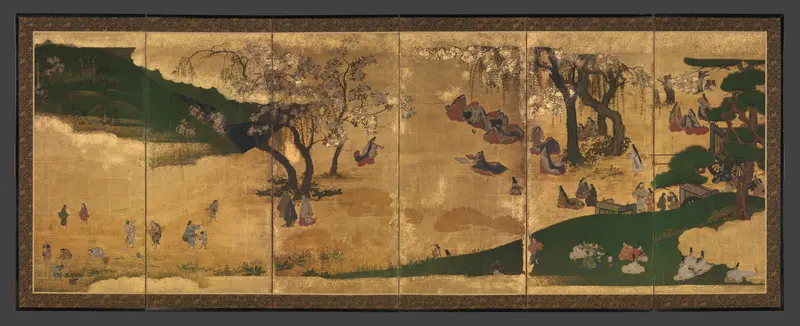 Cherry-Blossom and Maple-Leaf Viewing Wall Art by Unknown - High-Resolution Digital Print