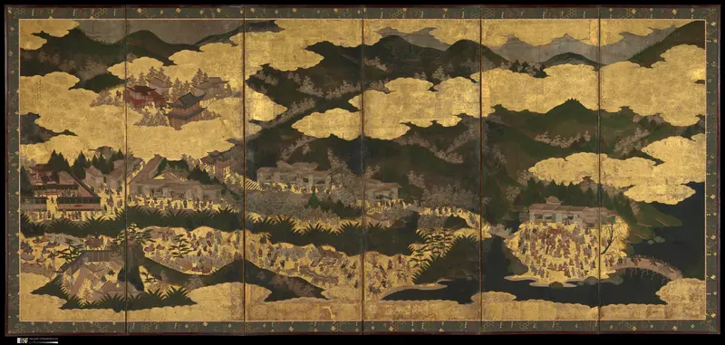 Cherry Blossom Viewing at Itsukushima and Yoshino Wall Art by Unknown - High-Resolution Digital Print