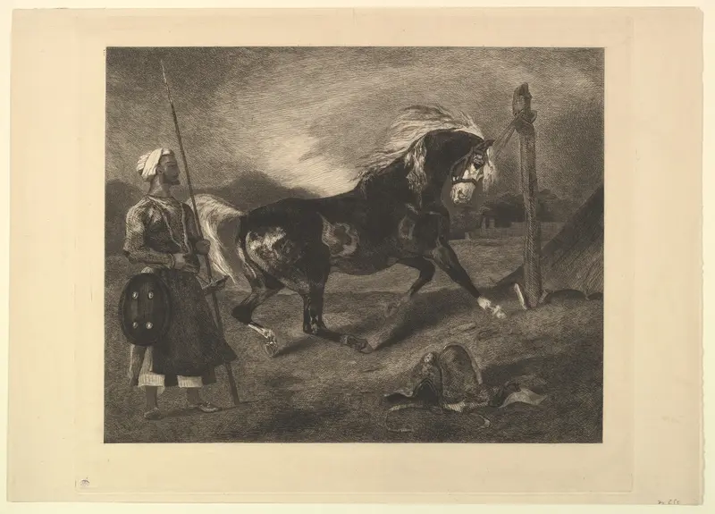 Cheval arabe au piquet, d'après Delacroix Wall Art by Félix Bracquemond - High-Resolution Digital Print