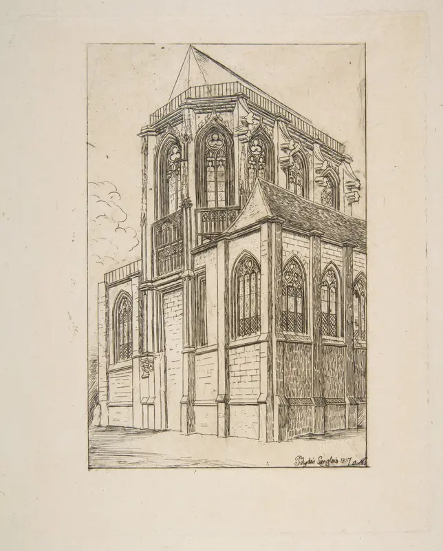 Chevet de St. Martin-sur-Renelle (The apse of the Church of St. Martin-sur-Renelle, Paris) Wall Art by Charles Meryon - High-Resolution Digital Print