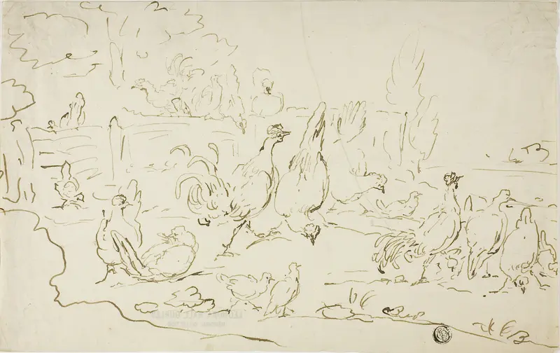 Chickens and Roosters in Yard Wall Art by Gillis Claesz. de Hondecoeter - High-Resolution Digital Print