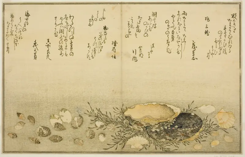 Chidori-gai, itaya-gai, awabi, utsuse-gai, asari-gai, and monoara-gai, from the illustrated book "Gifts from the Ebb Tide (Shiohi no tsuto)"