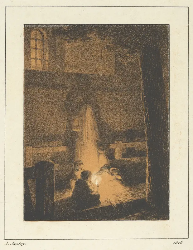Children Holding a Candle in a Church Wall Art by Jean-Baptiste Isabey - High-Resolution Digital Print